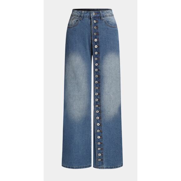 Micas Denim Button High Waist Straight Leg Jeans – NWT, Size XL - Picture 1 of 4